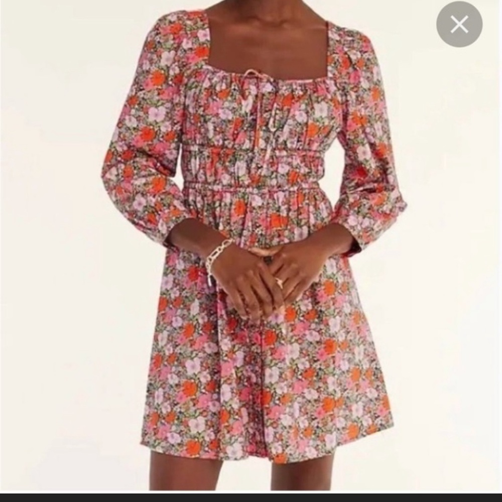 J. Crew Pink and Orange Floral Mini Dress